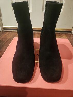 Vaneli Black Suede Ankle Boots | Block Heel Booties | Size 8M
